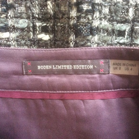 Boden Limited Edition Bouclé Wool Blend Lined Metallic Tweed Mini Skirt Size 4 - Picture 2 of 5